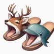 A pair of yawning animal sandals! #AIart #AIイラスト #slipper #deer #Dolphin