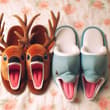 A pair of yawning animal sandals! #AIart #AIイラスト #slipper #deer #Dolphin
