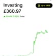 服了，买Space X亏，买微软亏，开户Robinhood有个新手引导充值，我随便转了个300磅，居然涨了这么多 早知道我就买这个了