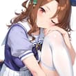 部屋で一緒にのんびり過ごしたいトレセン制服ヘイローさん😊✨ キングヘイロー / King Halo SFW anime-style illustration.…