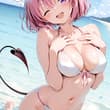 夏なので海で遊ぶモモ☀️🤗 とらぶる / モモ #ToLOVEる SFW anime-style illustration. No nudity,