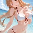 海で全力で遊ぶアスナ🤗☀️🌊 アスナ / 結城明日奈 #SAO #ソードアートオンライン SFW anime-style illustration. No n…