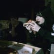 Yummy as fuck pizza with a beautiful girl in the back