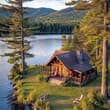 A cabin by the lake, surrounded by tall pines and mountain views. Some places h…