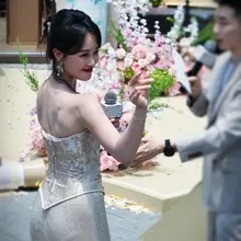 No.mx1511蓝盈莹霸王茶姬活动生图，新中式宫装束腰裙，勒得太紧，身材凹凸有致 [200P+2.11G] #明星生图 #蓝盈莹 自购地址：https://…