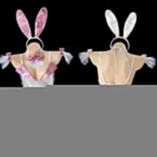 오늘 밤, 당신의 토끼가 가장 빛날 거예요. 🐰💖 메탈릭 광택이 돋보이는 바니걸 코스튬✨ 바니 귀, 보타이, 손목 커프스,꼬리까지 모두 포함!…