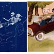 「骨の絵葉書」。昭和初期、エロ・グロ・ナンセンスの時代に発行された絵葉書です。右側に人物が描かれ、左側にはその人物の骨が描かれています。明治時代にX線が発見さ…