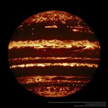 The planet Jupiter glowing in thermal infrared, as seen by the Gemini North tel…
