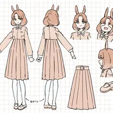 ▢愛乃こまる（ウサギ獣人/ネザーランドドワーフ） りこの後輩。依頼先でたまたま再開してから仲良くしている。マスコットキャラが好きで自分でも描いてる