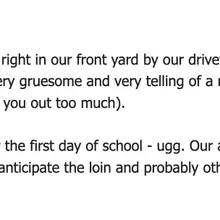 Just got this neighborhood listserv news item from the folks a few houses down…