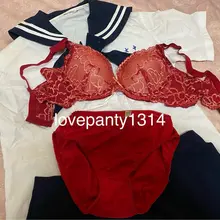 好孩子，穿這麼艷紅制服會透透的吧？ #原味 #內衣 #奶罩 #胸罩 #內褲