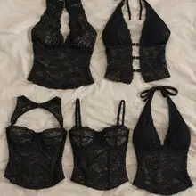 Black Lace Going-Out Tops ✧