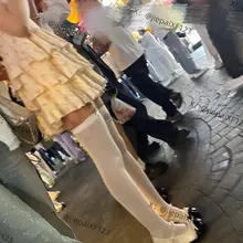 过膝白丝 #街拍美腿 #丝袜的诱惑 #反差女大 #美腿诱惑 #街拍丝袜 #过膝袜 #白丝