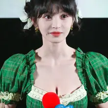No.mx1499田曦薇哈尔的移动城堡首映礼生图，低胸深V绿色格纹裙，绿野仙踪小公主 [193P+2G] #明星生图 #田曦薇 自购地址：https://t.…