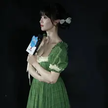 No.mx1499田曦薇哈尔的移动城堡首映礼生图，低胸深V绿色格纹裙，绿野仙踪小公主 [193P+2G] #明星生图 #田曦薇 自购地址：https://t.…