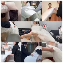 刚刚内部群更新了，主婚纱抄底系列 一般主婚纱都配一个裙撑，为了过一个椅背比较高的椅子加上直播间对着 都容易发生这样的翻车事故 但是主播直播多了都会注意的，发生…