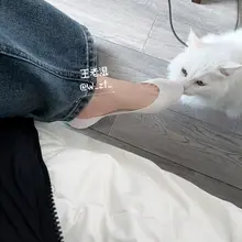小骚船袜被小猫咪先享受到了 #船袜 #冰丝船袜 #船袜控 #白船袜