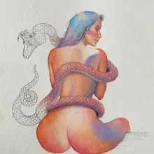 Another imaginary girl. And her.. do you see that snake as a threat or a protec…