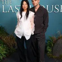 Greta Lee and Wagner Moura attend the photocall for "The Last House".