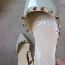 同好投稿，绿色铆钉高跟鞋。